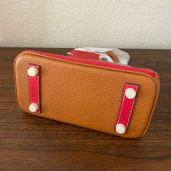 Structured Colorblock Black Gold 20 Lock Key Doctor's Satchel Bag Crossbody B12 - Picture 5 of 10